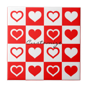 Red Hearts Psted Mönster Thunder_Cove Kakelplatta