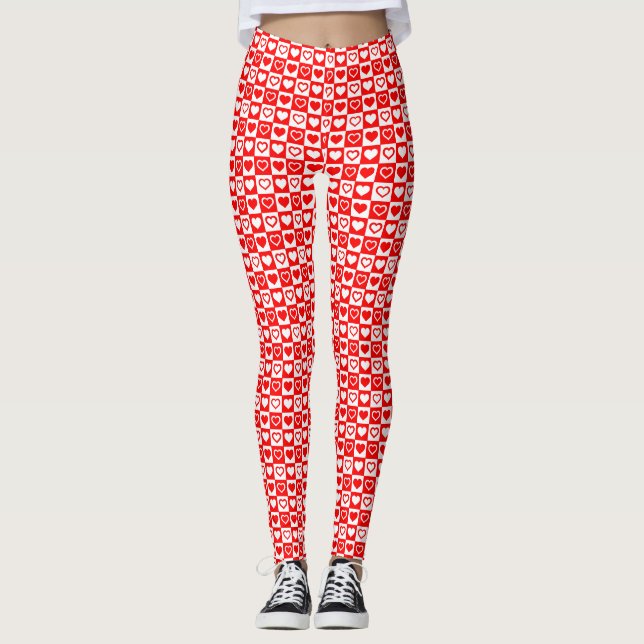 Red Hearts Psted Mönster Thunder_Cove Leggings (Framsida)