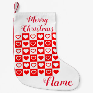 Red Hearts Psted Mönster Thunder_Cove Liten Julstrumpa
