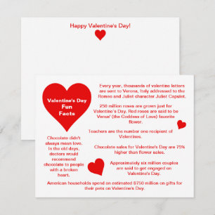 Red Hearts Roligt Facts Valentine Day Card Julkort