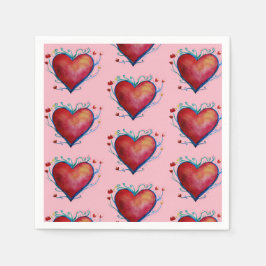 Red Hearts Rosa Bröllop Napkins Pappersservett