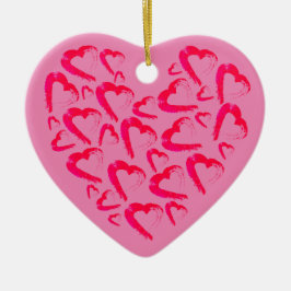 Red Hearts Rosa Ceramic Ornament