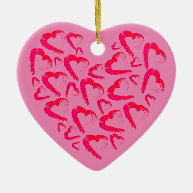 Red Hearts Rosa Ceramic Ornament (Framsidan)