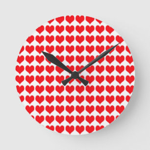 Red Hearts Rund Klocka