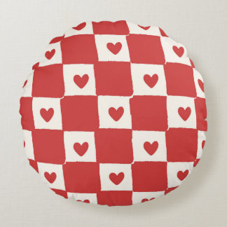 Red Hearts Rund Kudde