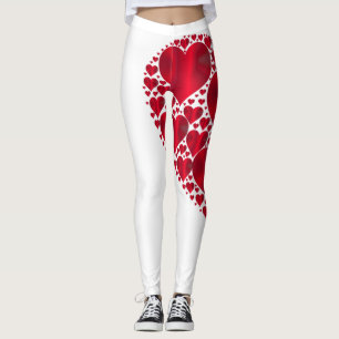 Red Hearts Snöre design på vit bakgrund Leggings