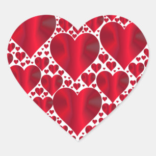 Red Hearts Snöre design på White Background Heart Hjärtformat Klistermärke