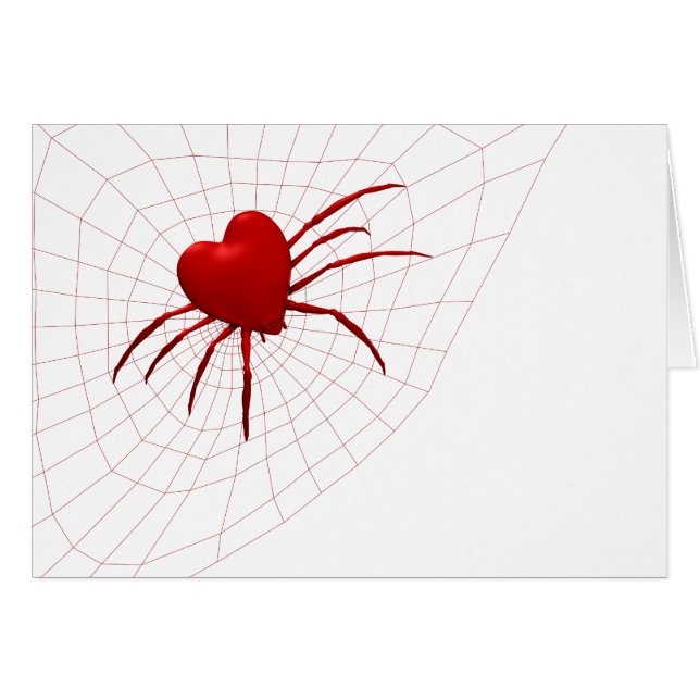 Red Hearts Spider Hälsningskort (Framsidan Horizontal)