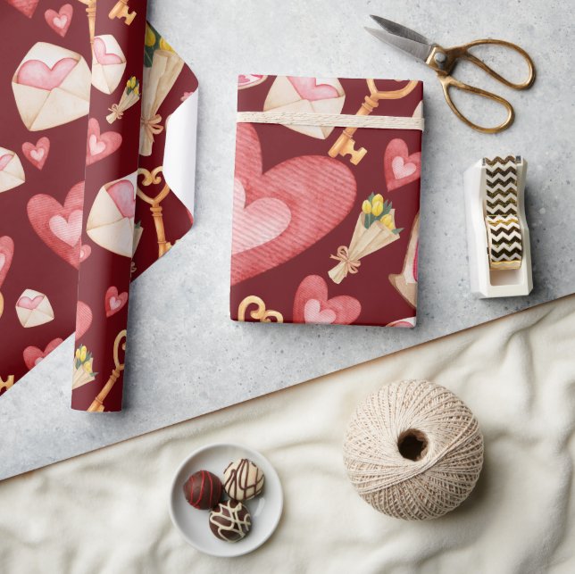 Red Hearts Stil Presentpapper (Hantverk)