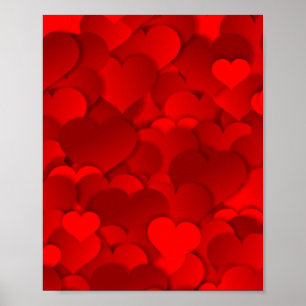 Red Hearts Struktur Poster