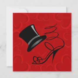 Red Hearts Top hat Högklackar Tackkort Anteckningskort