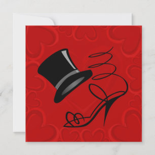 Red Hearts Top hat Högklackar Tackkort Anteckningskort