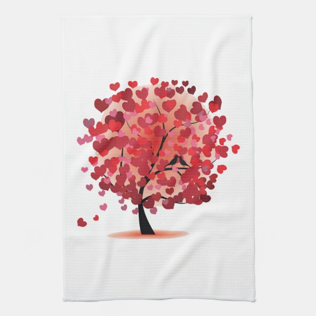 Red Hearts Träd Kitchen Towel Kökshandduk (Vertikal)
