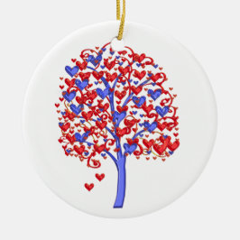 Red Hearts Träd Valentine Julgransprydnad Keramik