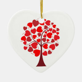 Red Hearts Träd Valentine Julgransprydnad Keramik