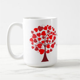 Red Hearts Träd Valentine Kaffemugg
