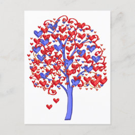 Red Hearts Träd Valentine Vykort