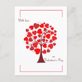 Red Hearts Träd Valentine Vykort