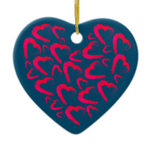 Red Hearts Turcos Ceramic Ornament