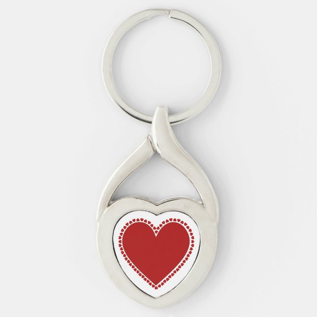 Red Hearts Twisted Heart Silverfärgad Nyckelring (Framsidan)