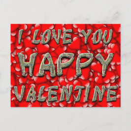 Red Hearts Typography Valentine I Kärlek You Helg Vykort