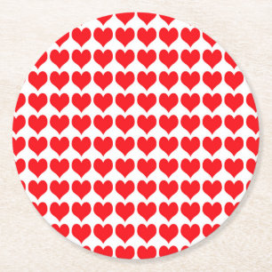 Red Hearts Underlägg Papper Rund