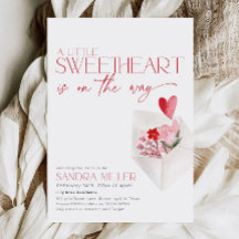 Red Hearts Valentine Baby Shower Kärlek Post