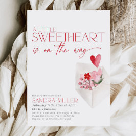 Red Hearts Valentine Baby Shower Kärlek Post Inbjudningar