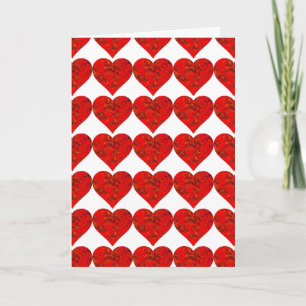 RED HEARTS Valentine Card Helgkort