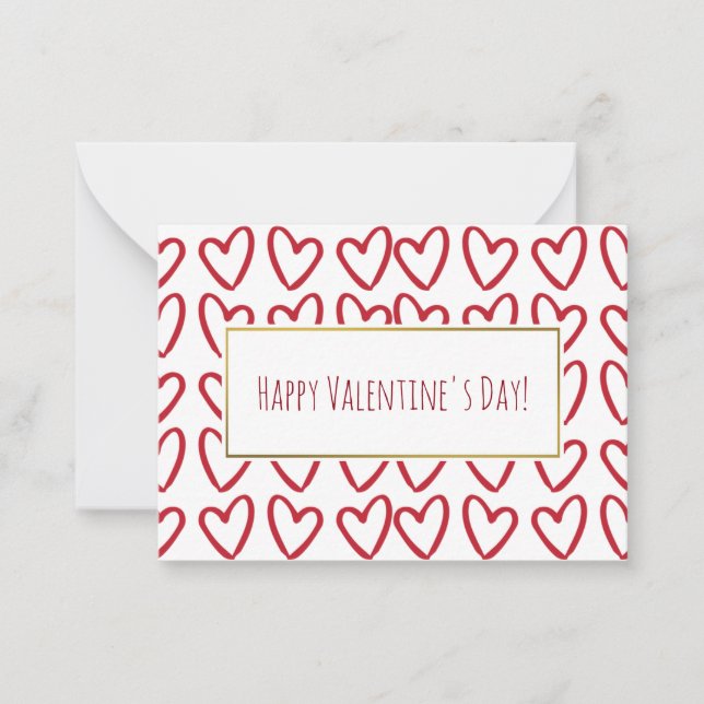 Red Hearts Valentine Cards 100-pack Anteckningskort (Framsida)