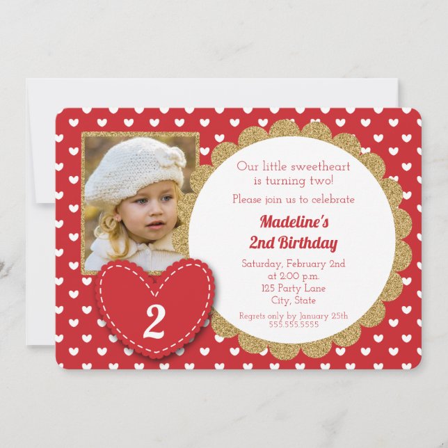 Red Hearts Valentine Day Birthday-inbjudan Inbjudningar (Framsida)