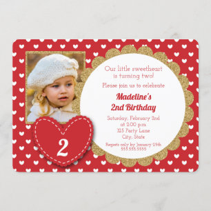 Red Hearts Valentine Day Birthday-inbjudan Inbjudningar