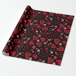 Red Hearts Valentine Day Kärlek Presentpapper