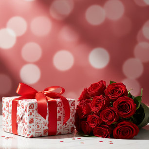 Red Hearts Valentine Day Kärlek Presentpapper