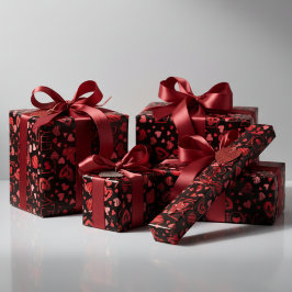 Red Hearts Valentine Day Kärlek Presentpapper