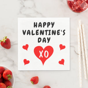 Red Hearts Valentine Day Pappersservett