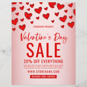 Red Hearts Valentine Day Retail Sales Rosa Reklamblad