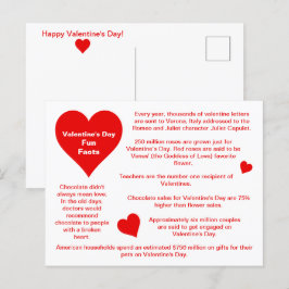 Red Hearts Valentine Day Roligt Facts Vykort