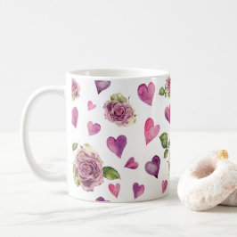 Red Hearts Valentine Day Watercolor Ro Kaffemugg