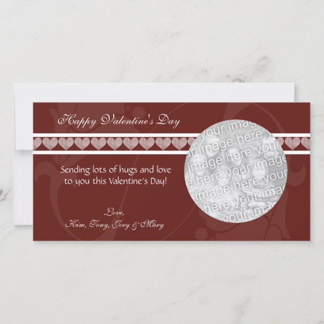 Red Hearts Valentine Photo Cards Julkort (Framsida)