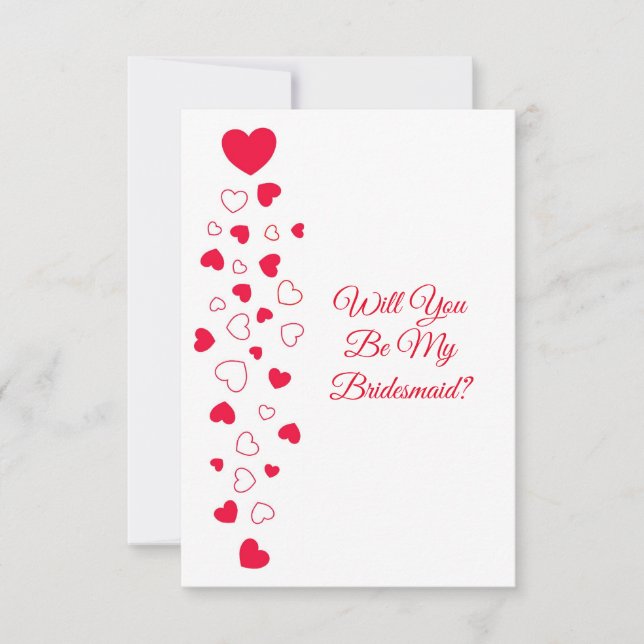 Red Hearts Valentines day Bridesmaid Bröllop Inbjudningar (Framsida)