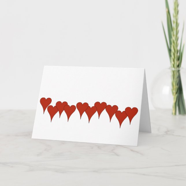 Red Hearts Valentines day Card Helgkort (Framsida)