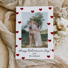Red Hearts Valentine's Day Photo Holiday Card Inbjudningar
