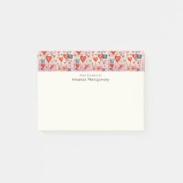 Red Hearts Whimsical Kärlek Mönster Post-it Block