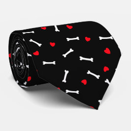 Red Hearts White Bones Hund älskare Neck Tie Slips