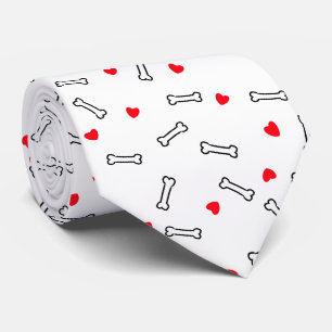 Red Hearts White Bones Hund älskare Neck Tie Slips