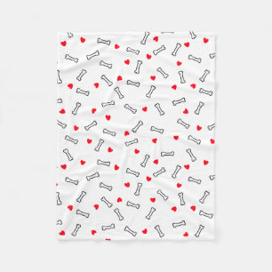 Red Hearts White Bones Hund eller Hund älskare Fleecefilt