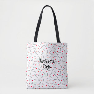 Red Hearts White Bones Tote Tygkasse