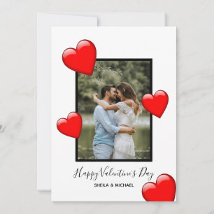 Red Hearts White Lycklig Valentine Foto Julkort