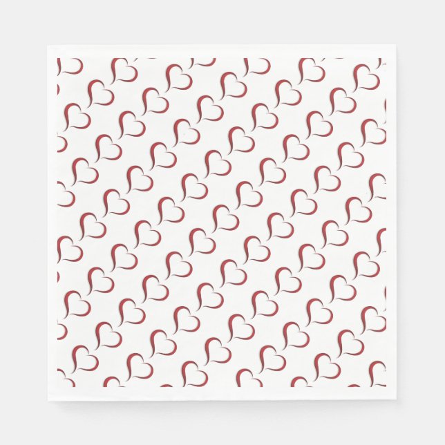 Red Hearts/White Standard Luncheon Napkin Pappersservett (Framsidan)